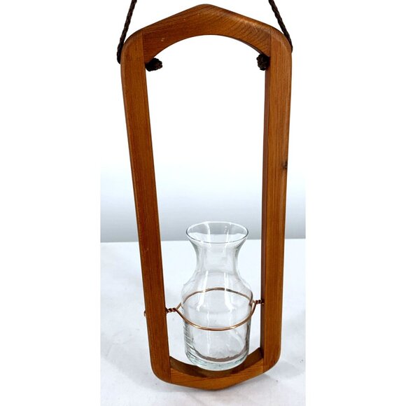 Wood and Glass Terrarium Starter Hanging Vase Plants Succulent Cactus 14" - Picture 6 of 10